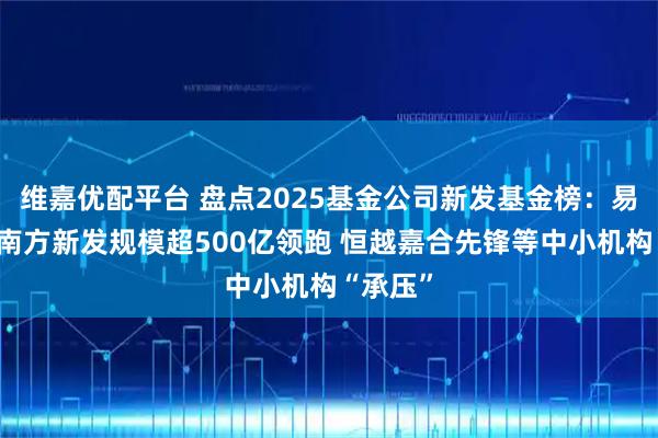 维嘉优配平台 盘点2025基金公司新发基金榜：易方达、南方新发规模超500亿领跑 恒越嘉合先锋等中小机构“承压”
